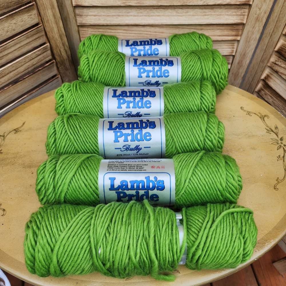 Brown Sheep Limeade Green Wool Mohair Alpaca Bulky Worsted Yarn Lot 6 Skeins